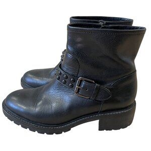 Coach New York Gianna Boots Women's Size 6.5 Black Leather Ankle Boots Side Zip